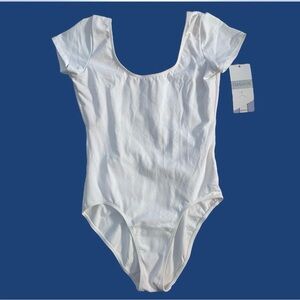 Danskin | Classic White | Women’s Bodysuit | Ballet | Gymnastics | Athletic Wear